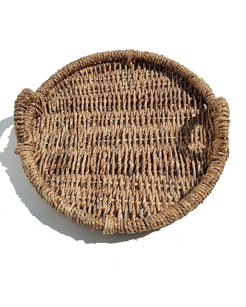 ROUND WOVEN HYACINTH TRAY