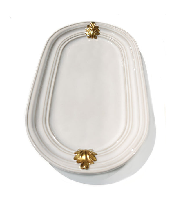 Juliska Acanthus Gold Hostess tray in whitewashed finish