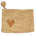 AERIN LARGE HEART RAFFIA ZIP POUCH