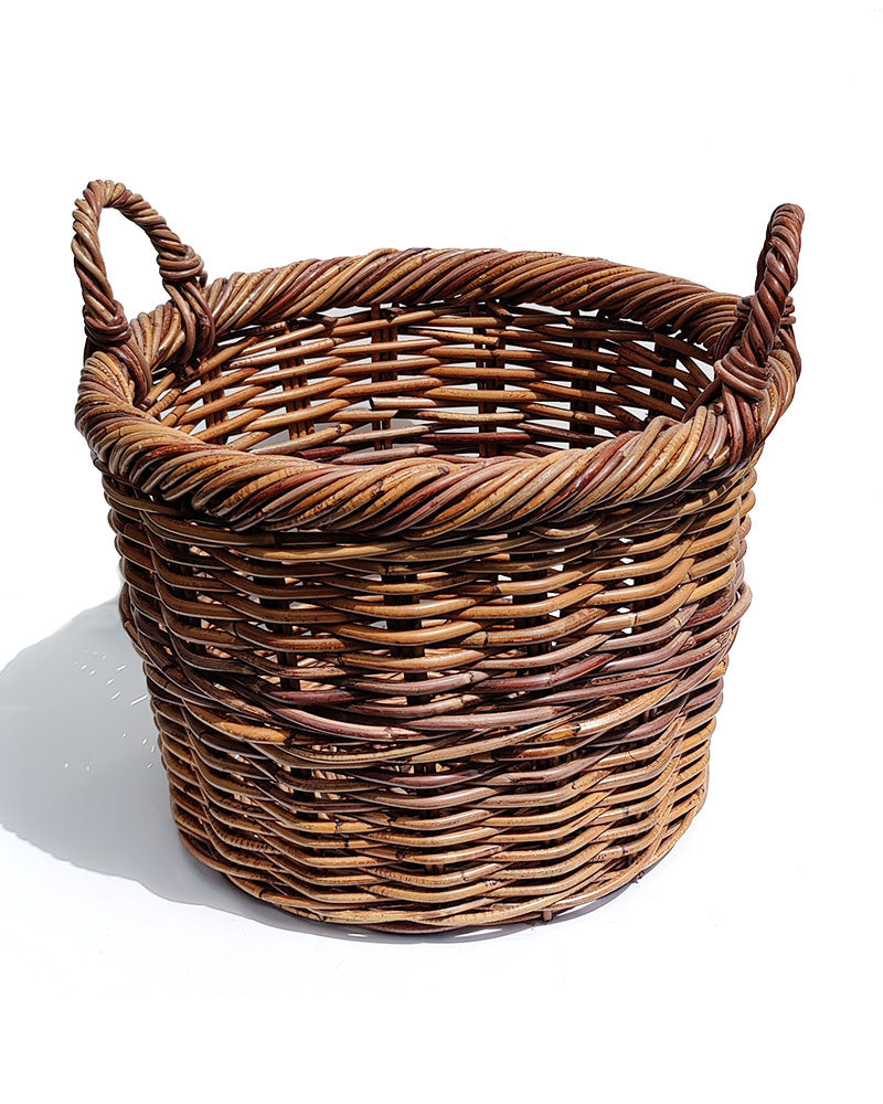 VINTAGE TWO HANDLE WOVEN BASKET