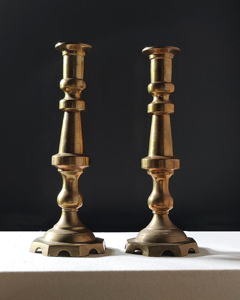 BRASS CANDLESTICKS Pair No. 1