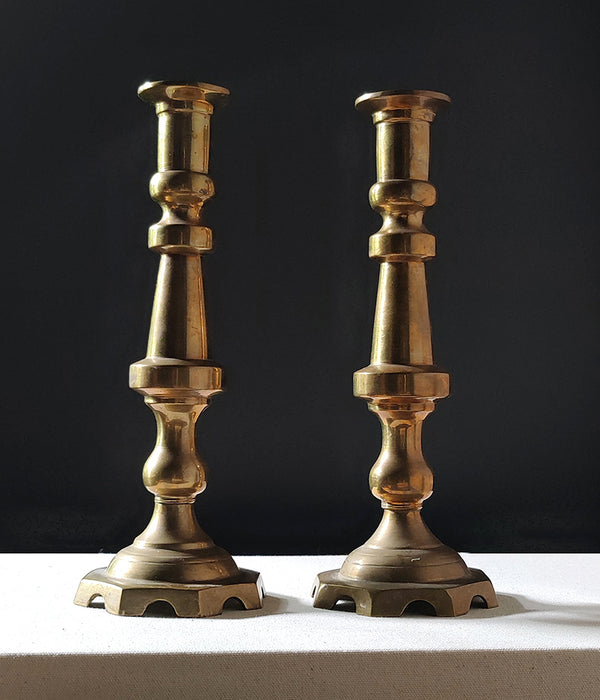 BRASS CANDLESTICKS Pair No. 1