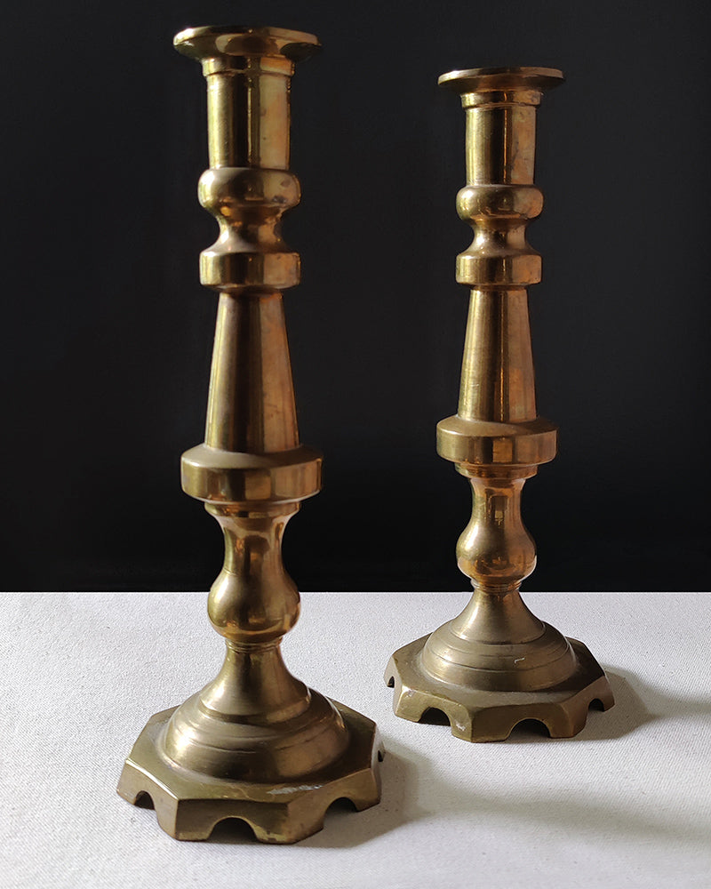 BRASS CANDLESTICKS Pair No. 1