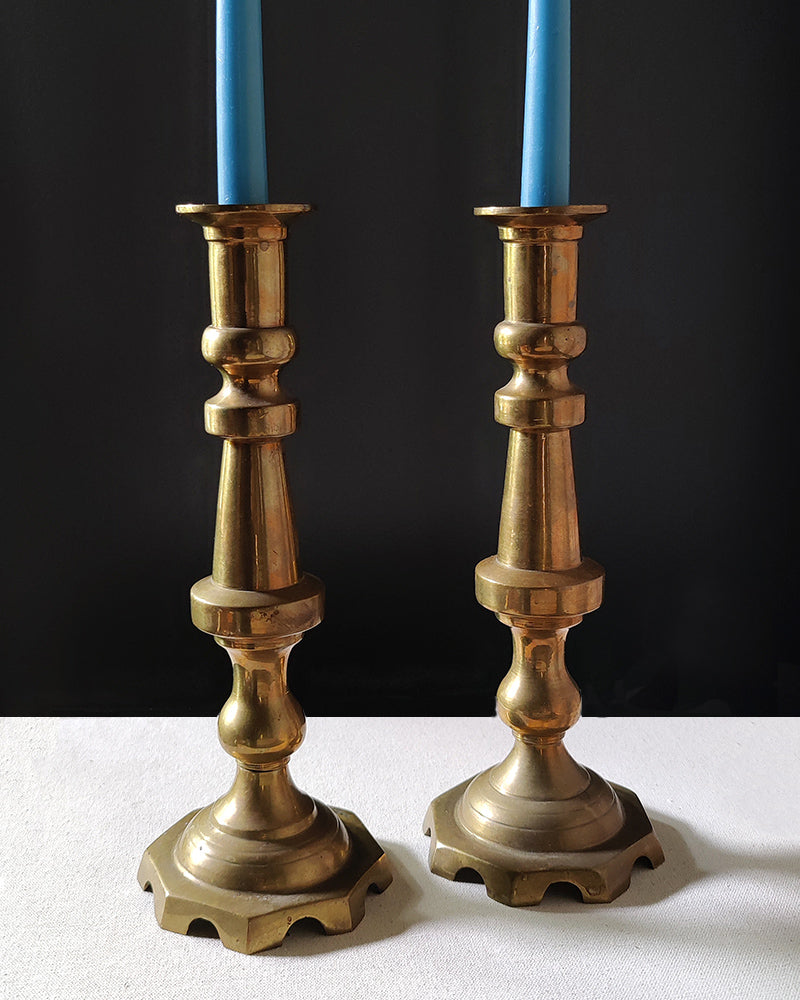 BRASS CANDLESTICKS Pair No. 1