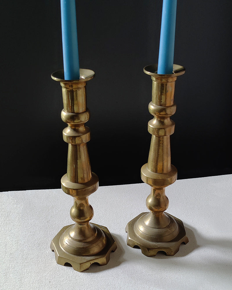 BRASS CANDLESTICKS Pair No. 1