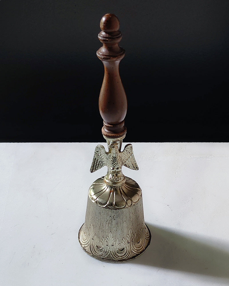 VINTAGE PEWTER & WOOD BELL WITH FREEDOM EAGLE