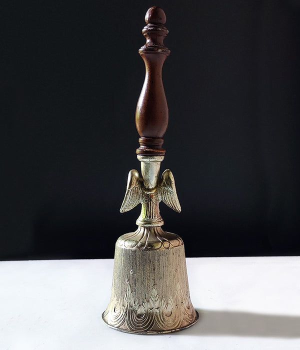 VINTAGE PEWTER & WOOD BELL WITH FREEDOM EAGLE