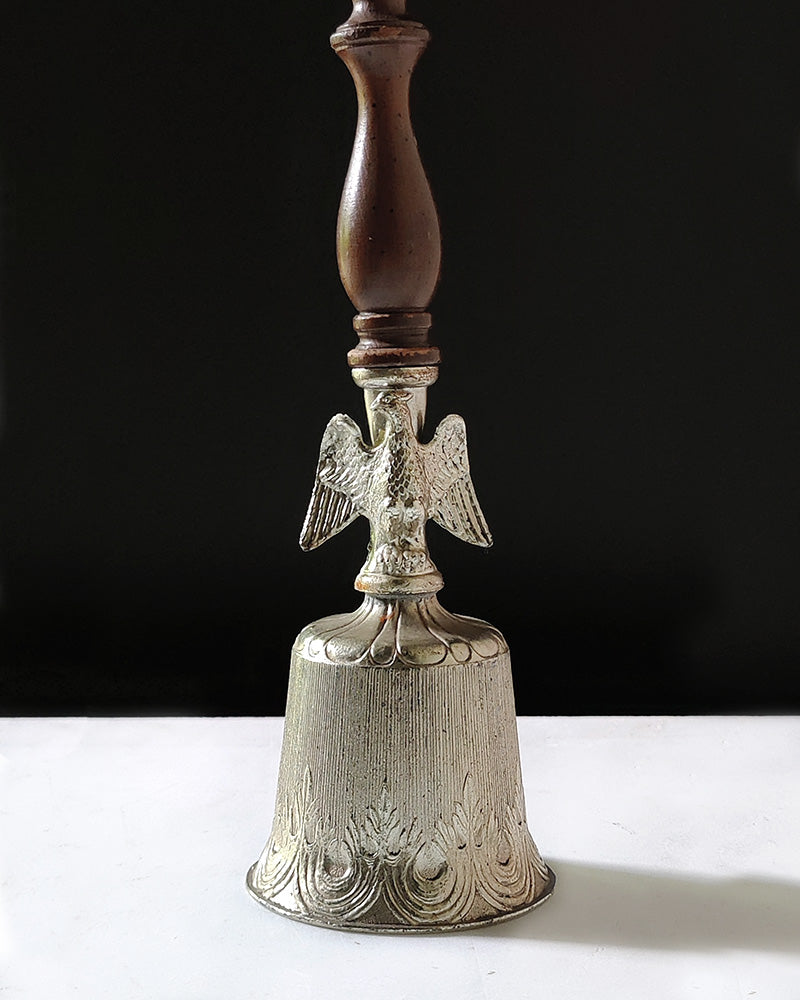 VINTAGE PEWTER & WOOD BELL WITH FREEDOM EAGLE