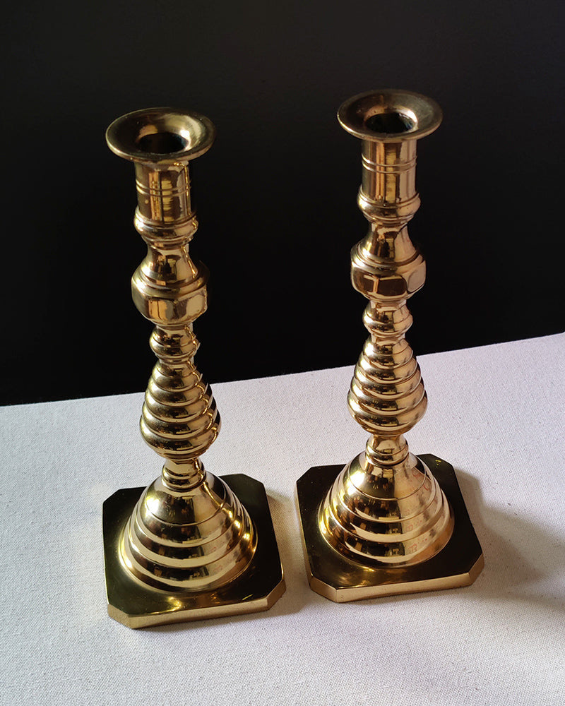 VINTAGE BEEHIVE CANDLESTICKS