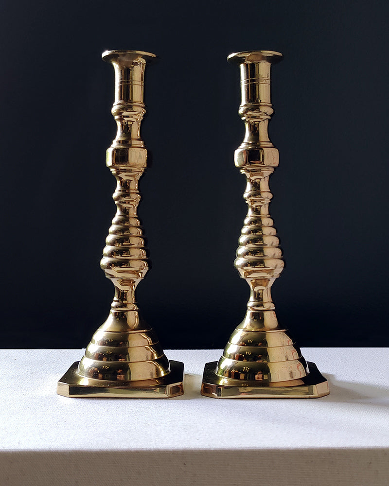 VINTAGE BEEHIVE CANDLESTICKS