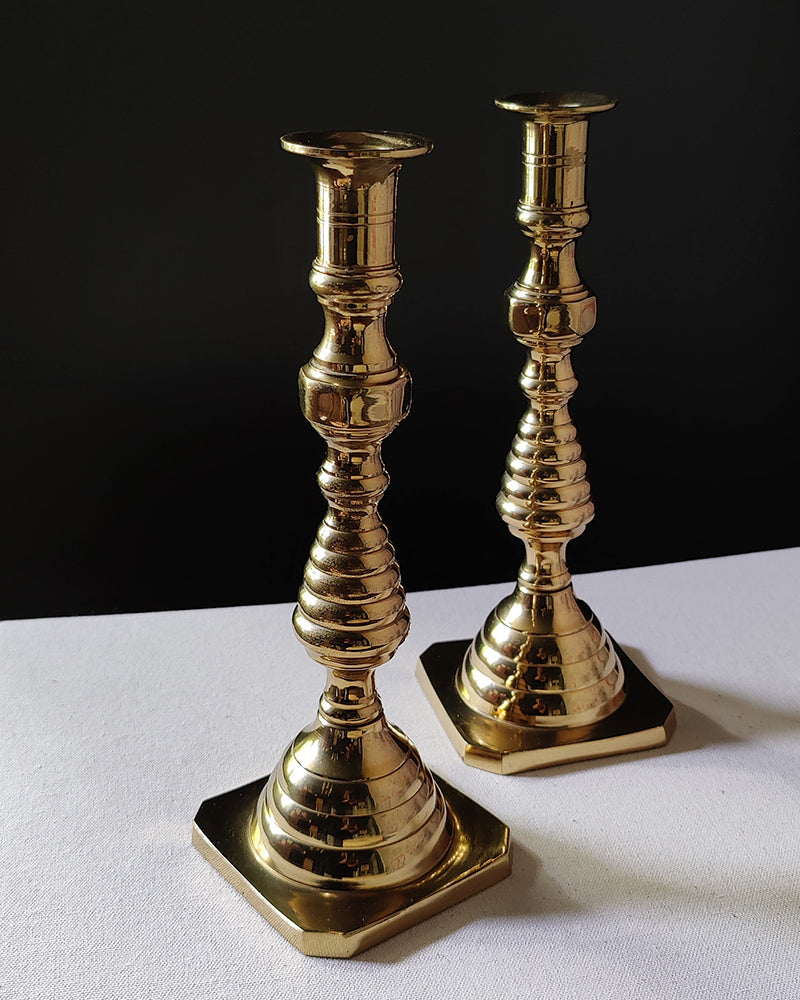 VINTAGE BEEHIVE CANDLESTICKS