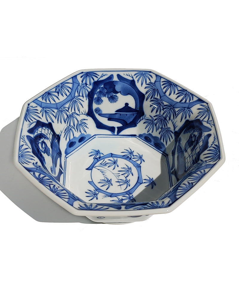 BLUE & WHITE OCTAGONAL BOWL