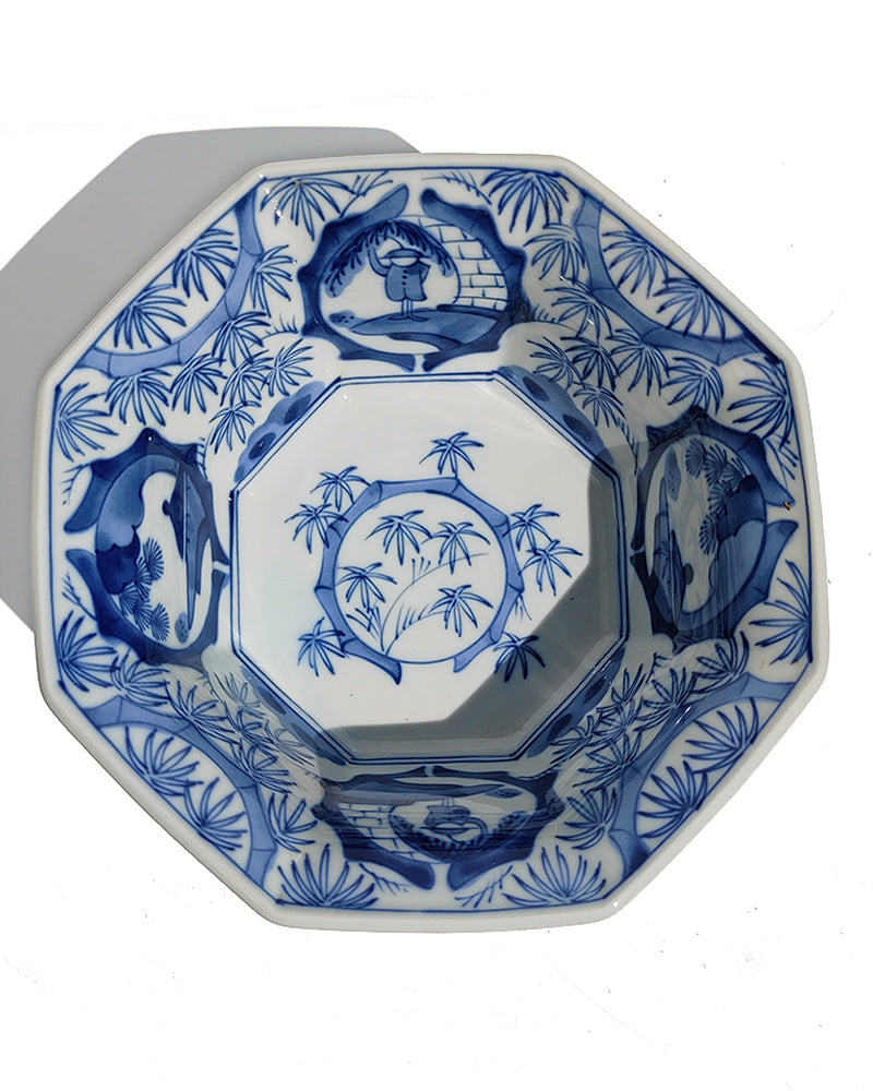 BLUE & WHITE OCTAGONAL BOWL