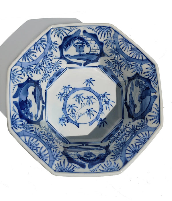 BLUE & WHITE OCTAGONAL BOWL