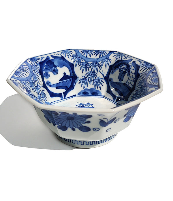 BLUE & WHITE OCTAGONAL BOWL