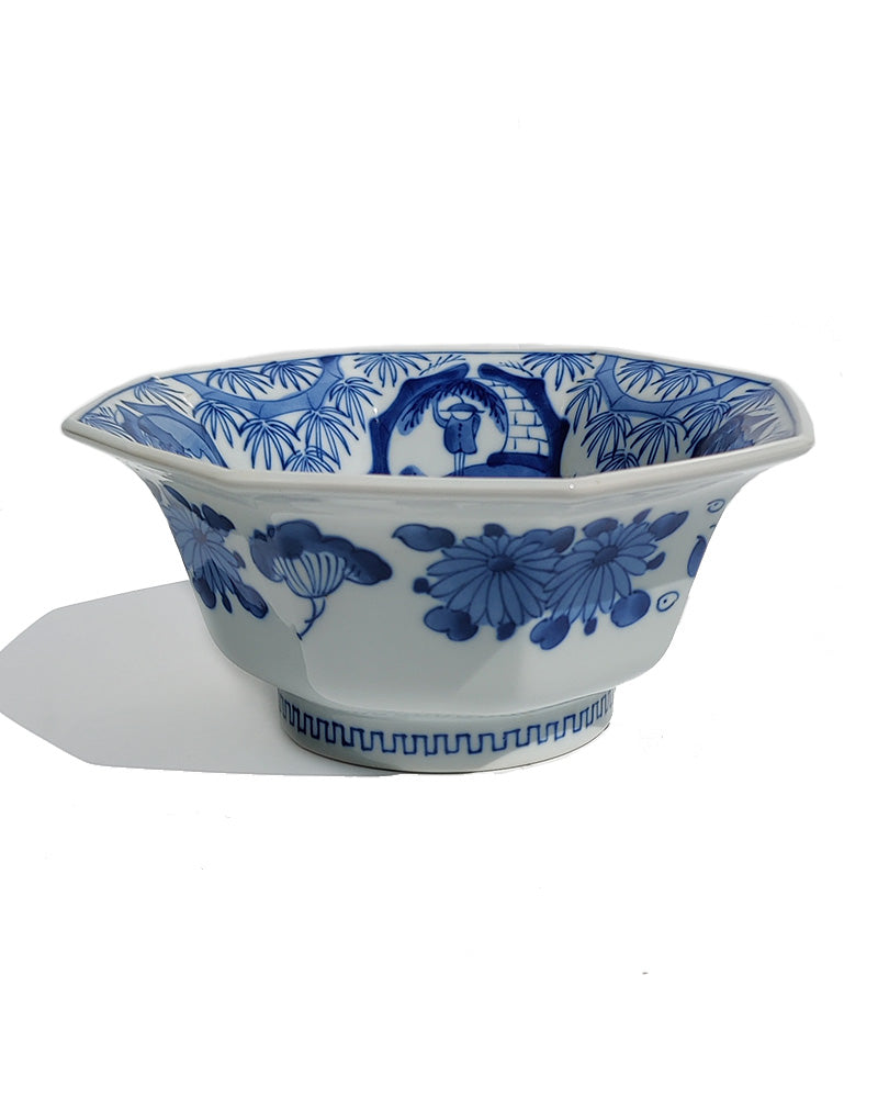 BLUE & WHITE OCTAGONAL BOWL