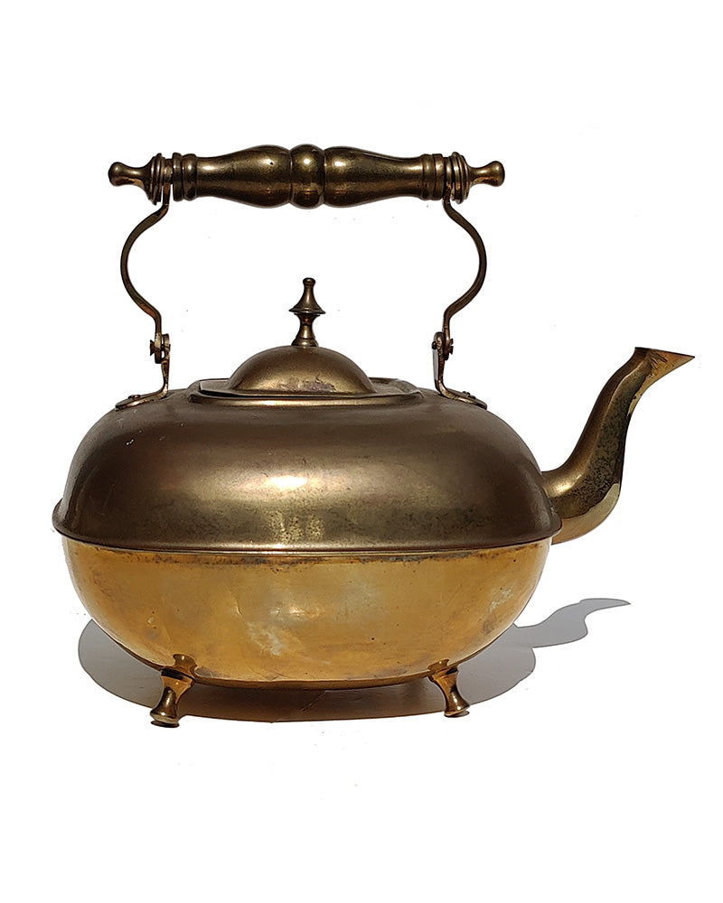 VINTAGE BRASS FOOTED KETTLE