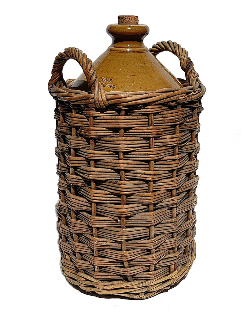 ENGLISH JUG WRAPPED IN WICKER