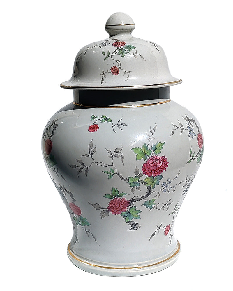 HYALYN FLORAL LIDDED URN