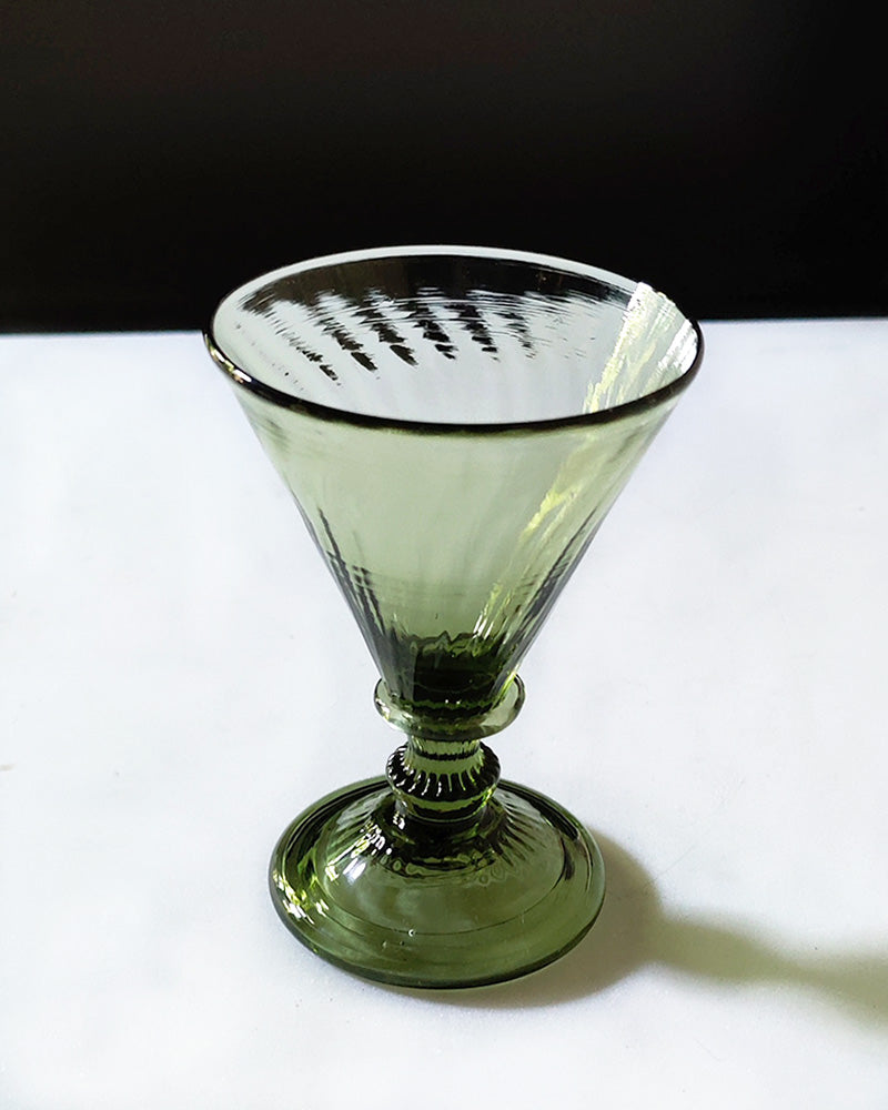 VINTAGE HANDBLOWN GREEN WINE GLASSES