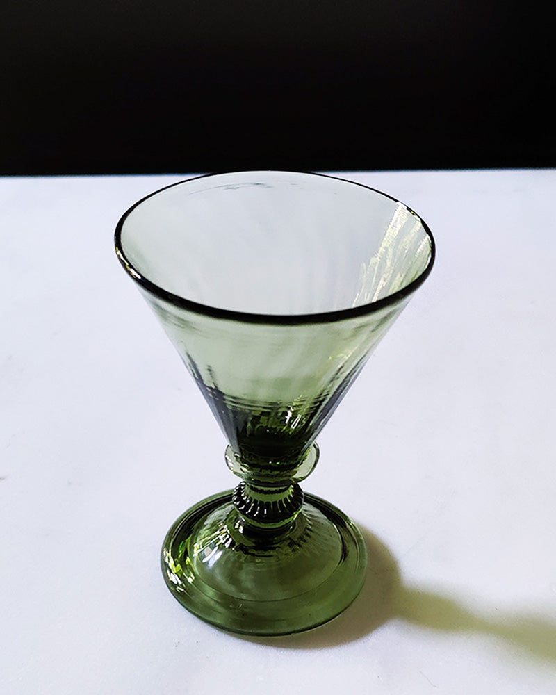 VINTAGE HANDBLOWN GREEN WINE GLASSES