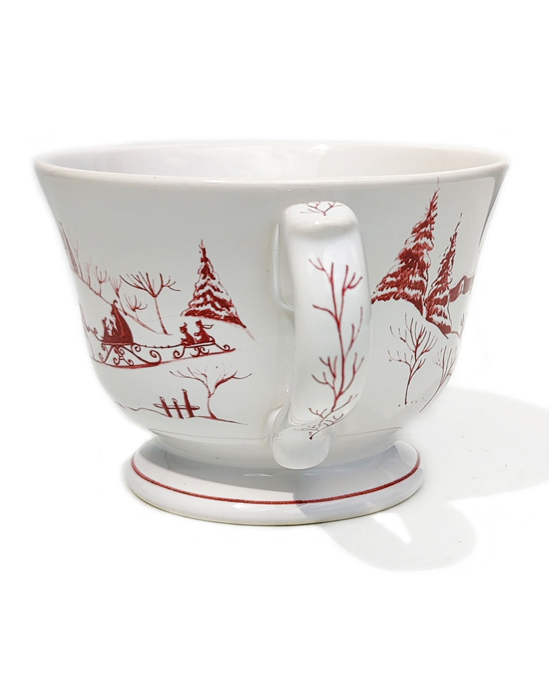 Juliska Country Estate Winter Frolic Comfort cup in ruby handle view