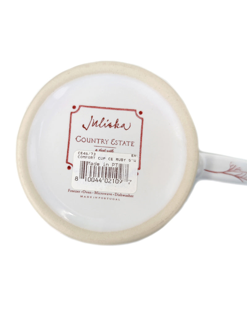 Juliska Country Estate Winter Frolic Comfort cup in ruby bottom view
