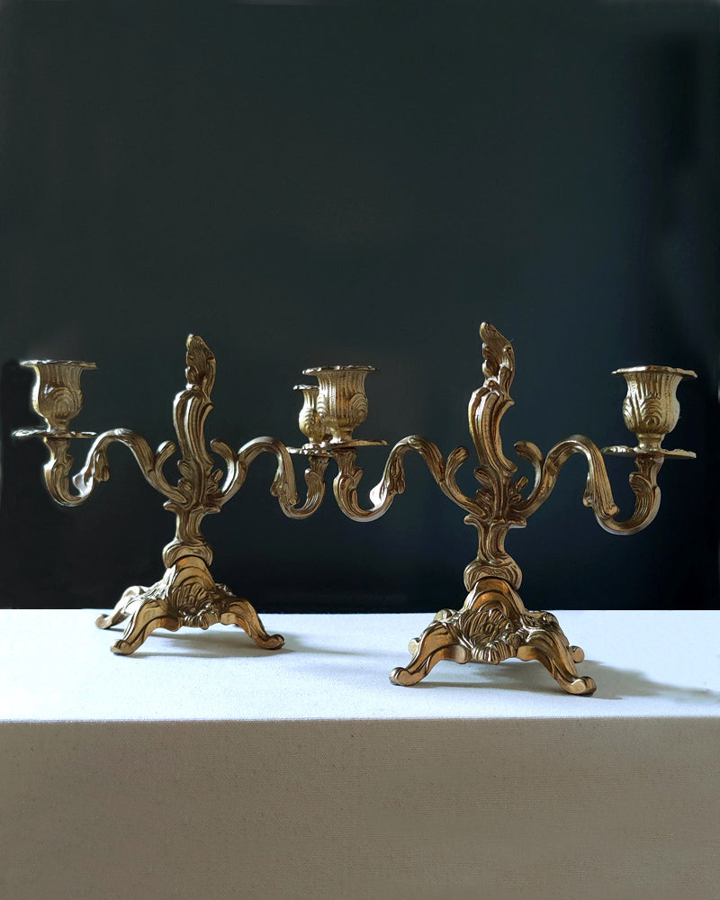 ITALIAN FOOTED CANDLESTICKS, PAIR