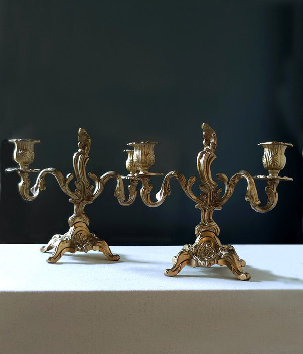 ITALIAN FOOTED CANDLESTICKS, PAIR