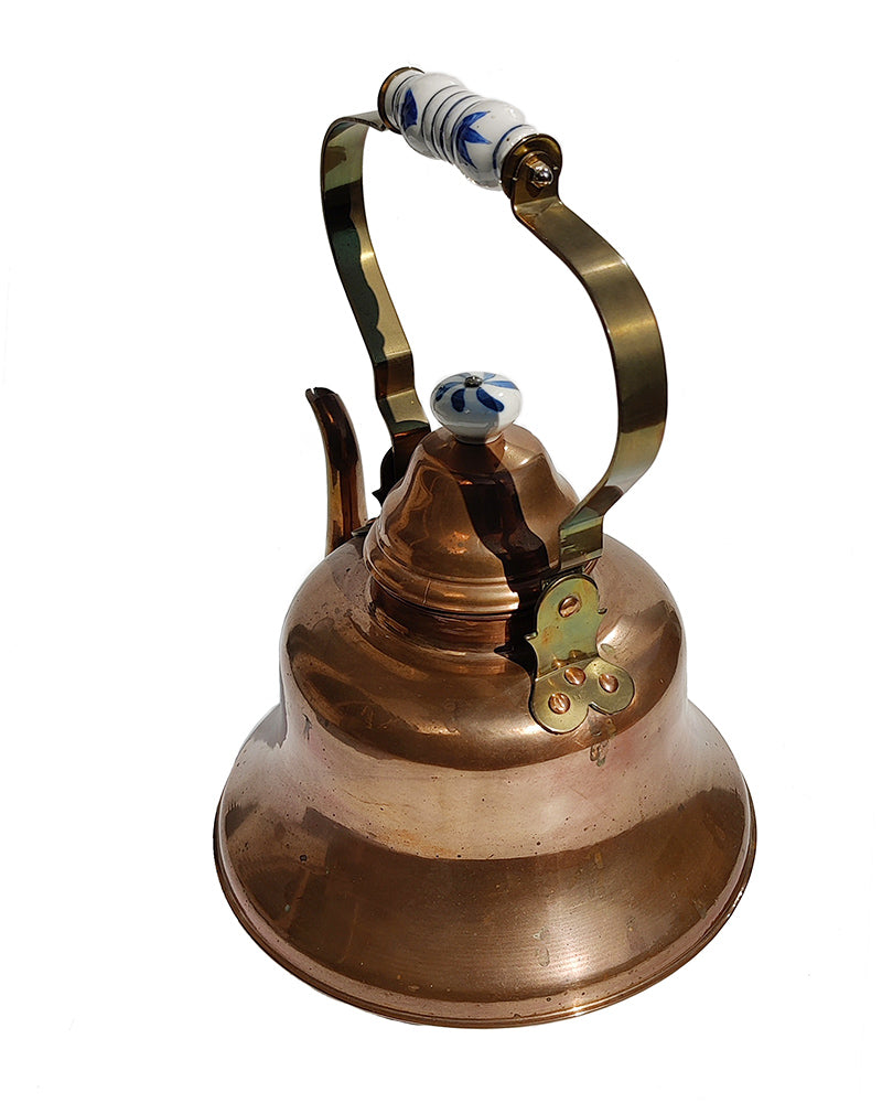 LARGE COPPER & DELFT KETTLE