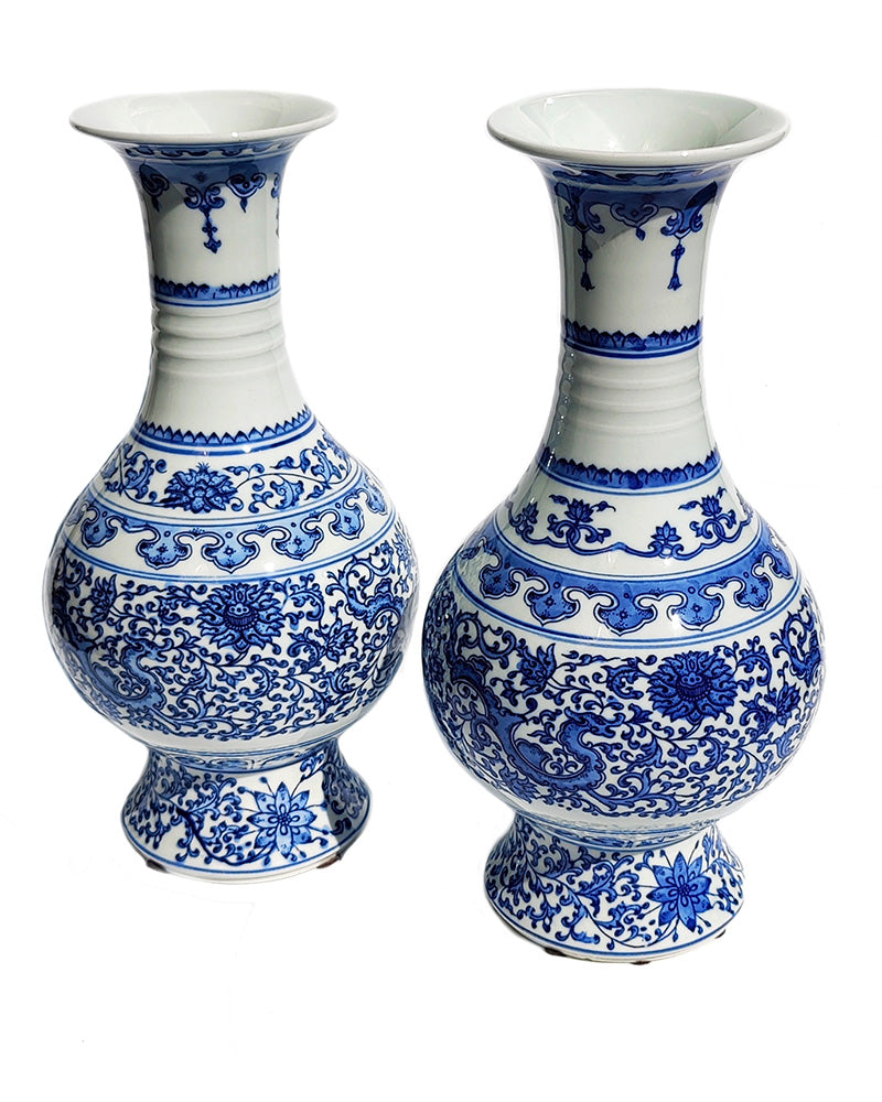 BLUE & WHITE VASES Pair No. 1