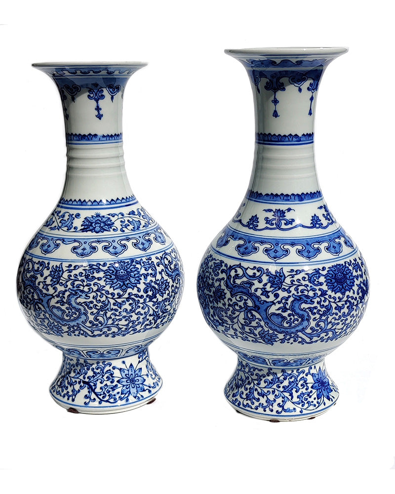 BLUE & WHITE VASES Pair No. 1