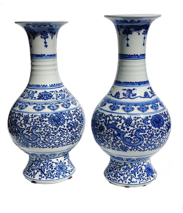 BLUE & WHITE VASES Pair No. 1