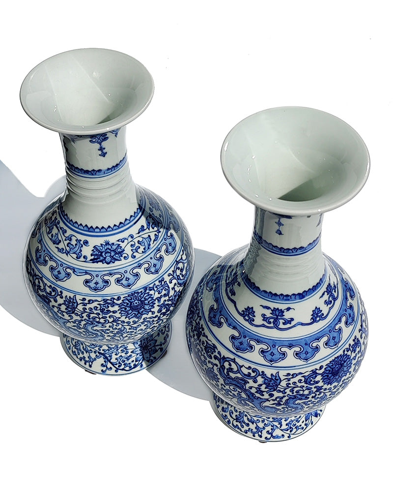 BLUE & WHITE VASES Pair No. 1