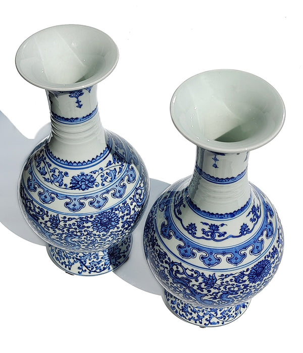 BLUE & WHITE VASES Pair No. 1