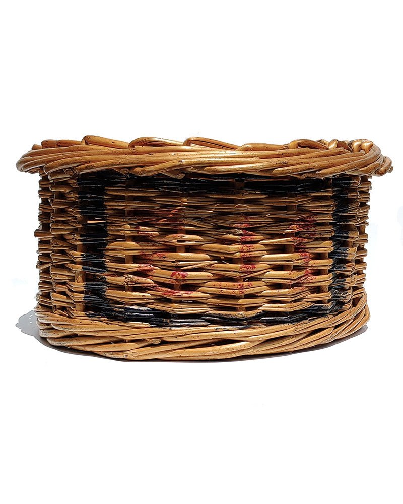 VINTAGE BASKET WITH PAINTED LETTERS