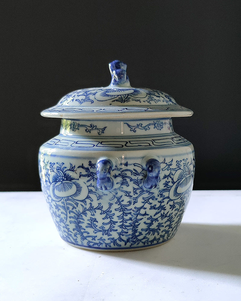 BLUE & WHITE LIDDED JAR