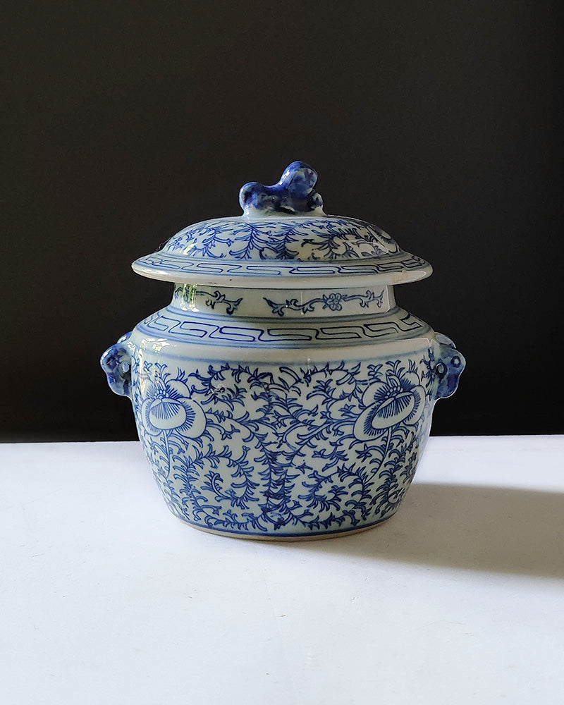 BLUE & WHITE LIDDED JAR