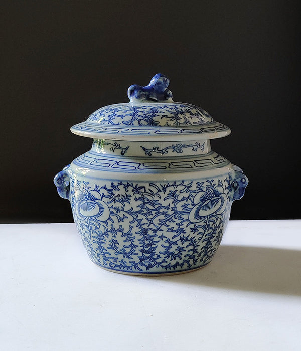 BLUE & WHITE LIDDED JAR