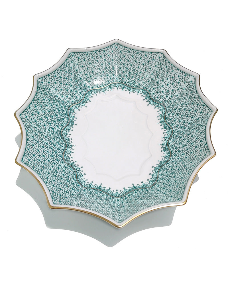 MOTTAHEDEH GREEN LACE LOBBED LARGE TRAY