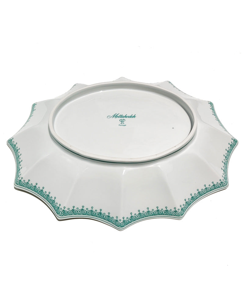MOTTAHEDEH GREEN LACE LOBBED LARGE TRAY