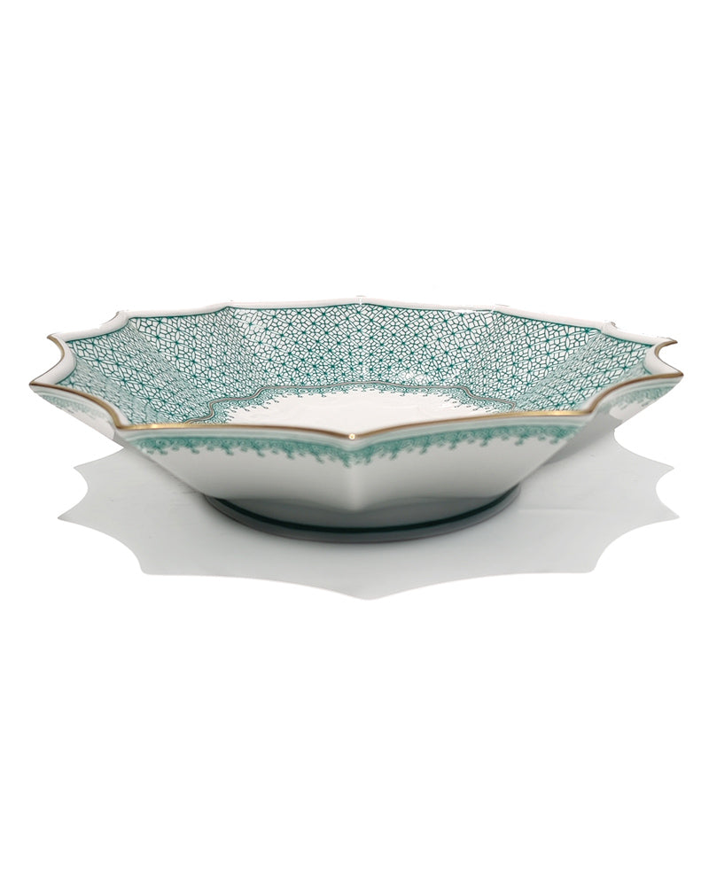 MOTTAHEDEH GREEN LACE LOBBED LARGE TRAY
