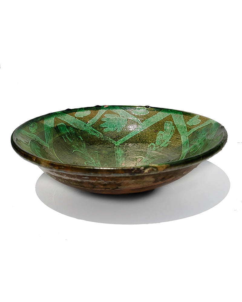 GREEN GLAZED TERRACOTTA BOWL