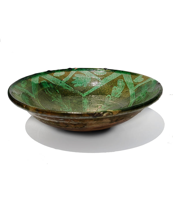 GREEN GLAZED TERRACOTTA BOWL