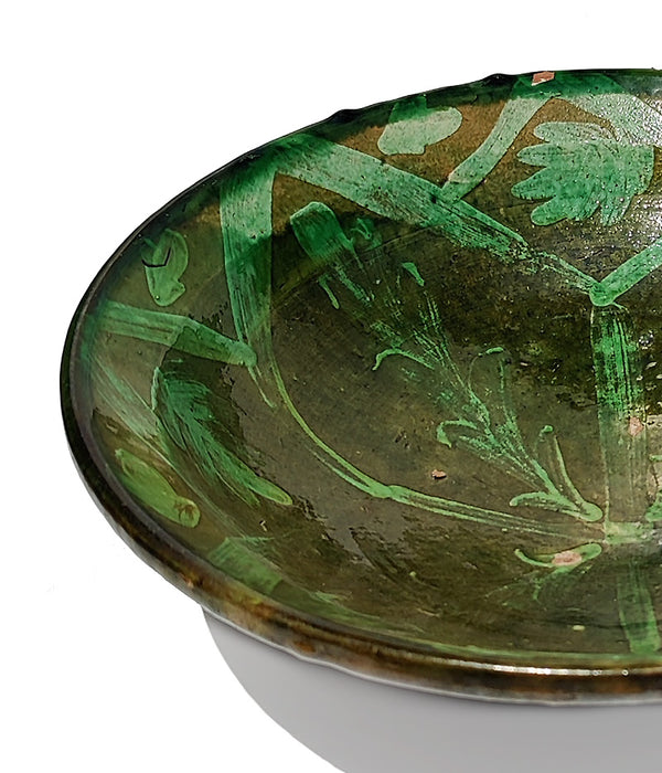 GREEN GLAZED TERRACOTTA BOWL