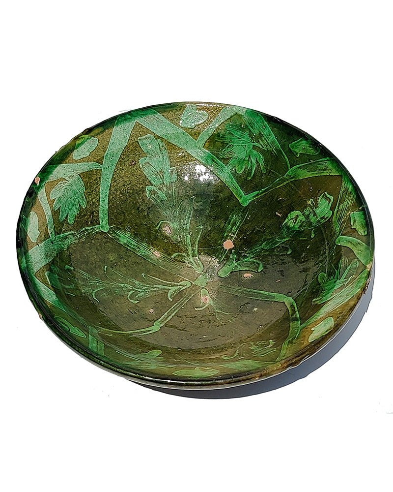 GREEN GLAZED TERRACOTTA BOWL