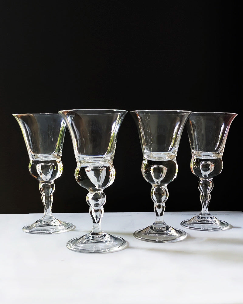 GUNDERSEN TEARDROP AIR STEM BALUSTER WINE GLASS Set of 4