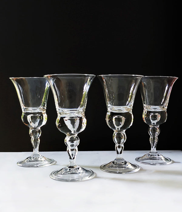 GUNDERSEN TEARDROP AIR STEM BALUSTER WINE GLASS Set of 4