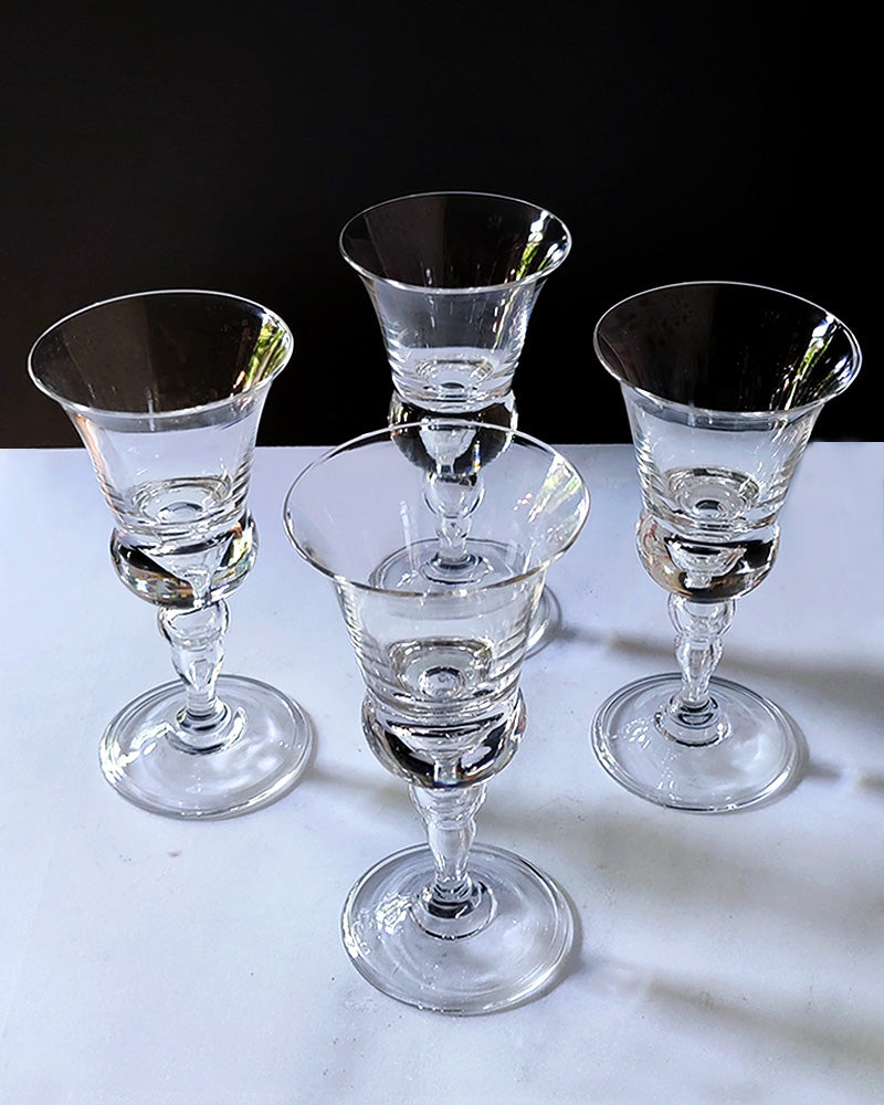 GUNDERSEN TEARDROP AIR STEM BALUSTER WINE GLASS Set of 4