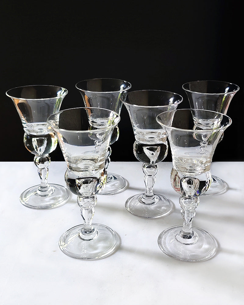 GUNDERSEN TEARDROP AIR STEM BALUSTER WINE GLASS Set of 6